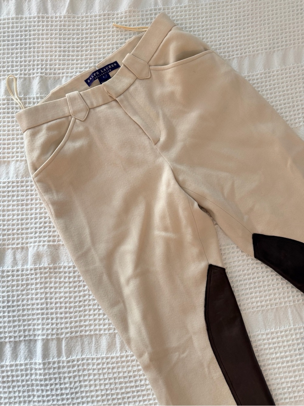 Ralph Lauren Purple Label - Cream Trousers with leather details